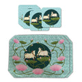 Placemats, Coaster and Trivet Set - Pichwai Cow Art with Lotus Flowers