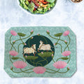 Placemats, Coaster and Trivet Set - Pichwai Cow Art with Lotus Flowers