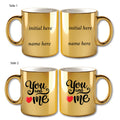 Metallic Color Couple Mugs - Initial And Name