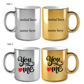 Metallic Color Couple Mugs - Initial And Name