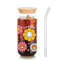 Glass Tumbler Colorful Daisy Print