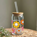 Glass Tumbler Colorful Daisy Print