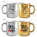 Metallic Color Couple Mugs - Initial And Name