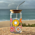Glass Tumbler Colorful Daisy Print