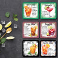 Cocktail Recipe Coaster Set Drink Recipe Bar Coasters