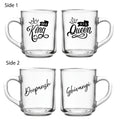 Glass Mug Set of 2 - King & Queen