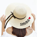 Wide Brim Beach Hat Name Heart