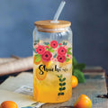 Flower Print Glass Tumbler