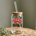 Flower Print Glass Tumbler
