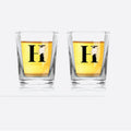 Shot Glass - Flower Initial Set of 2