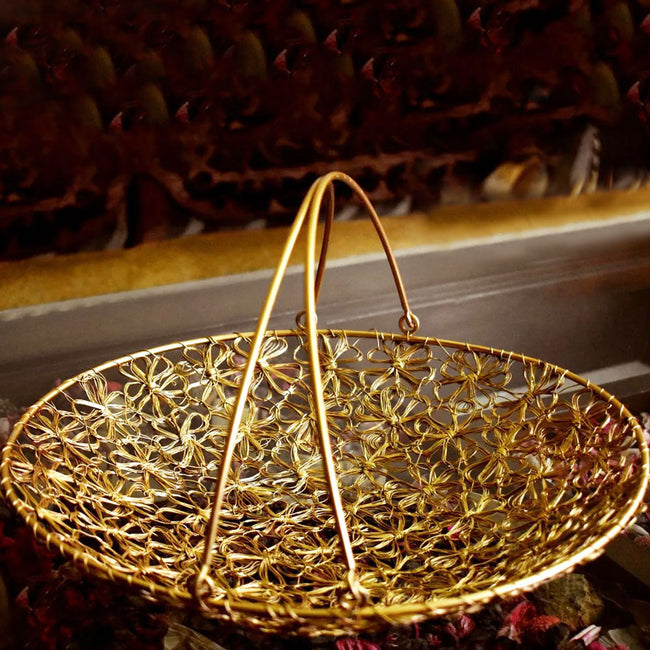 Metal Floral Crochet Basket