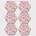 Placemats, Coaster and Trivet Set - Peach Floral Pattern