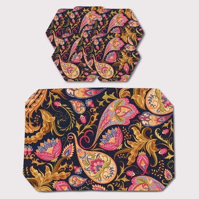 Placemats, Coaster and Trivet Set - Paisley Pattern