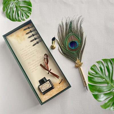 Submarine Peacock Feather Calligraphy Pen Set