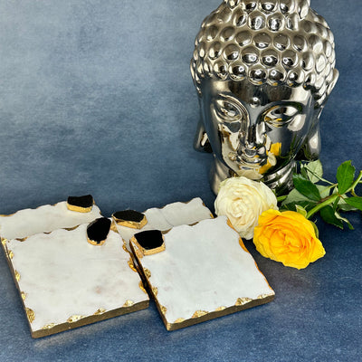 White Marble Agate Coasters