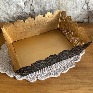 Decorative Hamper Tray – Matte Black & Gold