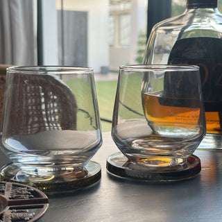 Whiskey Glass - Flower Initial Set of 2