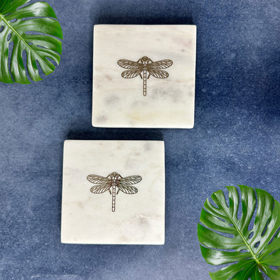 Dragonfly Marble Coasters