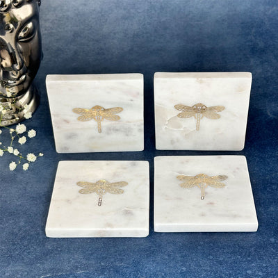 Dragonfly Marble Coasters