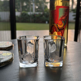 Shot Glass - Flower Initial Set of 2