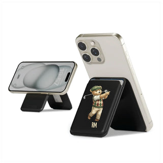 Magnetic Leatherite Phone Wallet - Golfer Teddy