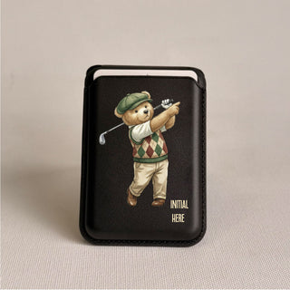 Magnetic Leatherite Phone Wallet - Golfer Teddy