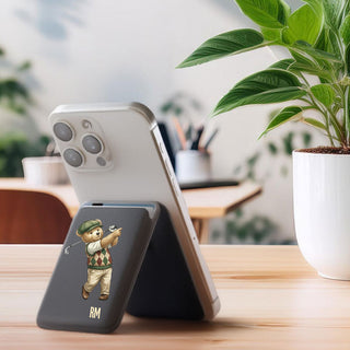 Magnetic Leatherite Phone Wallet - Golfer Teddy