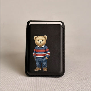 Magnetic Leatherite Phone Wallet - Teddy