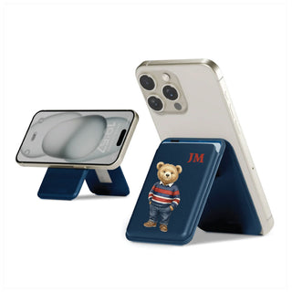 Magnetic Leatherite Phone Wallet - Teddy