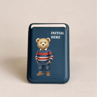 Magnetic Leatherite Phone Wallet - Teddy