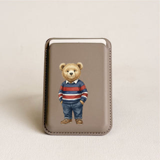 Magnetic Leatherite Phone Wallet - Teddy