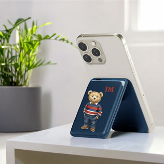 Magnetic Leatherite Phone Wallet - Teddy