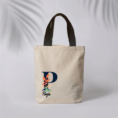 Initial & Name Canvas Tote Bag- Design 2