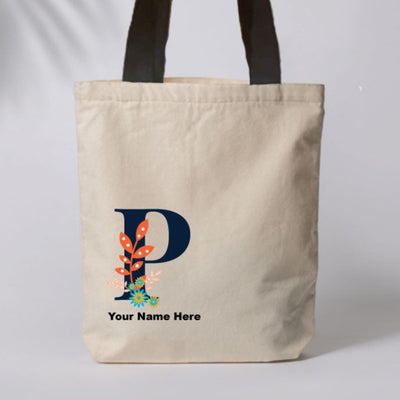 Initial & Name Canvas Tote Bag- Design 2