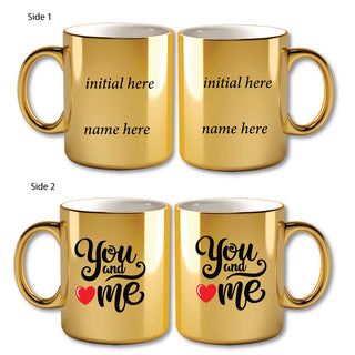 Metallic Color Couple Mugs - Initial And Name