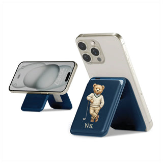 Magnetic Leatherite Phone Wallet - Golf Teddy