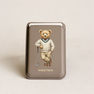 Magnetic Leatherite Phone Wallet - Golf Teddy
