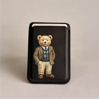 Magnetic Leatherite Phone Wallet - Gentleman Teddy