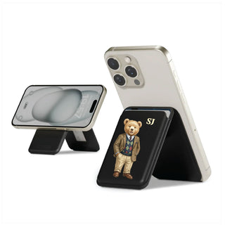 Magnetic Leatherite Phone Wallet - Gentleman Teddy