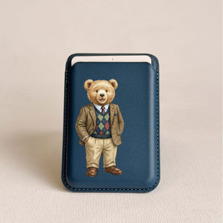 Magnetic Leatherite Phone Wallet - Gentleman Teddy