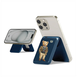 Magnetic Leatherite Phone Wallet - Gentleman Teddy