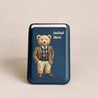 Magnetic Leatherite Phone Wallet - Gentleman Teddy