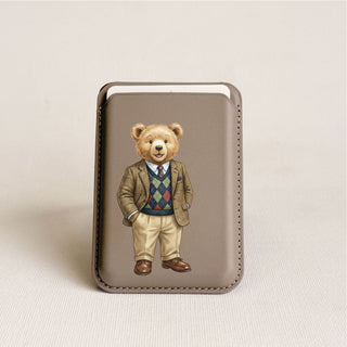 Magnetic Leatherite Phone Wallet - Gentleman Teddy