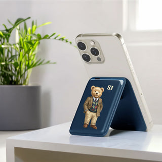 Magnetic Leatherite Phone Wallet - Gentleman Teddy