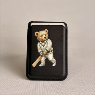 Magnetic Leatherite Phone Wallet - Cricket Teddy