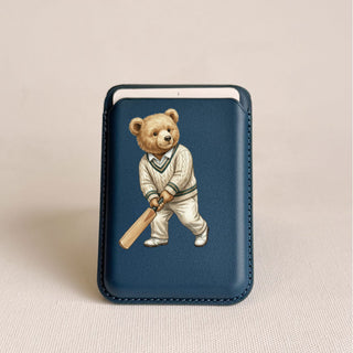 Magnetic Leatherite Phone Wallet - Cricket Teddy