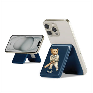 Magnetic Leatherite Phone Wallet - Cricket Teddy
