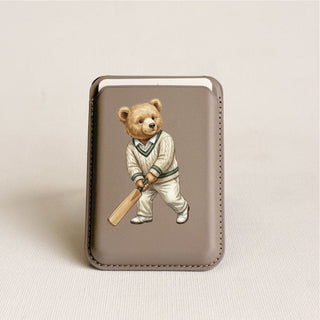 Magnetic Leatherite Phone Wallet - Cricket Teddy