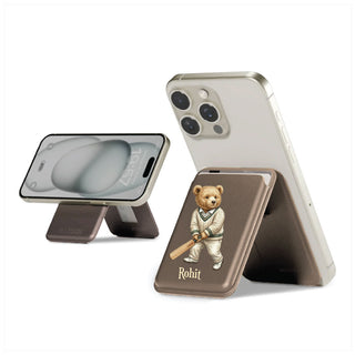 Magnetic Leatherite Phone Wallet - Cricket Teddy