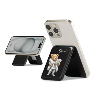 Fashion Teddy Magnetic Phone Stand & Wallet – Custom Name